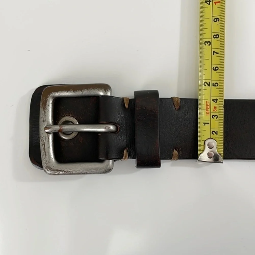 J‎ Crew men’s Size 36 distressed brown leather belt with silver buckle. GUC